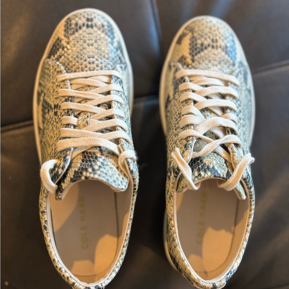 Cole Haan Snake Print Sneakers - Beige and Black